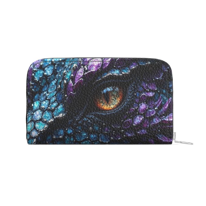 Purple Dragon Eye Leather Zip Wallet