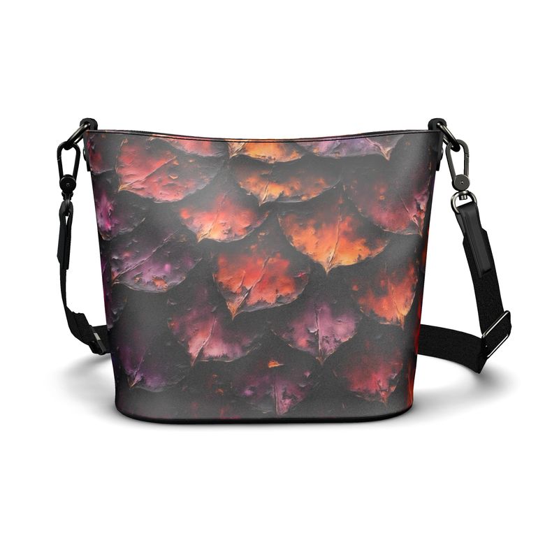 Keeled Dragon Scales Leather Bucket Bag