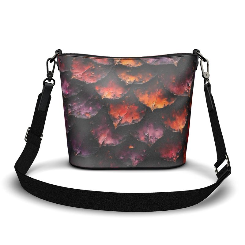 Keeled Dragon Scales Leather Bucket Bag