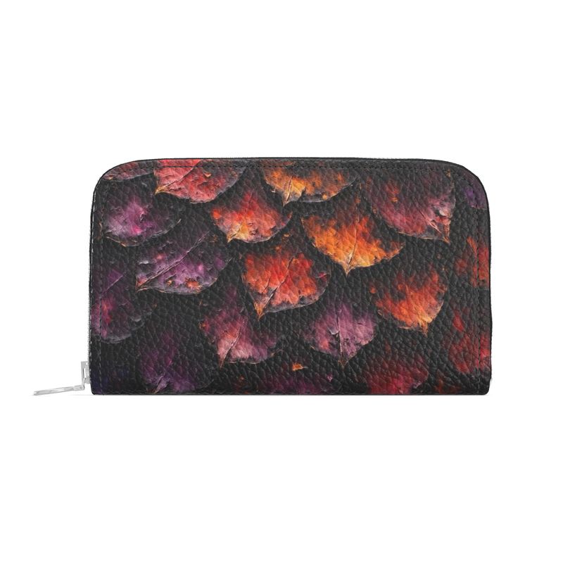 Keeled Dragon Scales Leather Zip Wallet