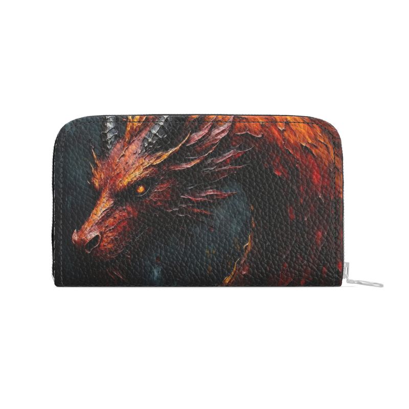 Fiery Orange Dragon Ladies Leather Wallet