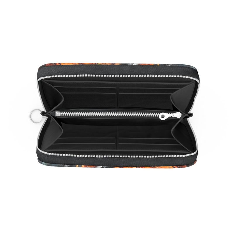 Fiery Orange Dragon Ladies Leather Wallet