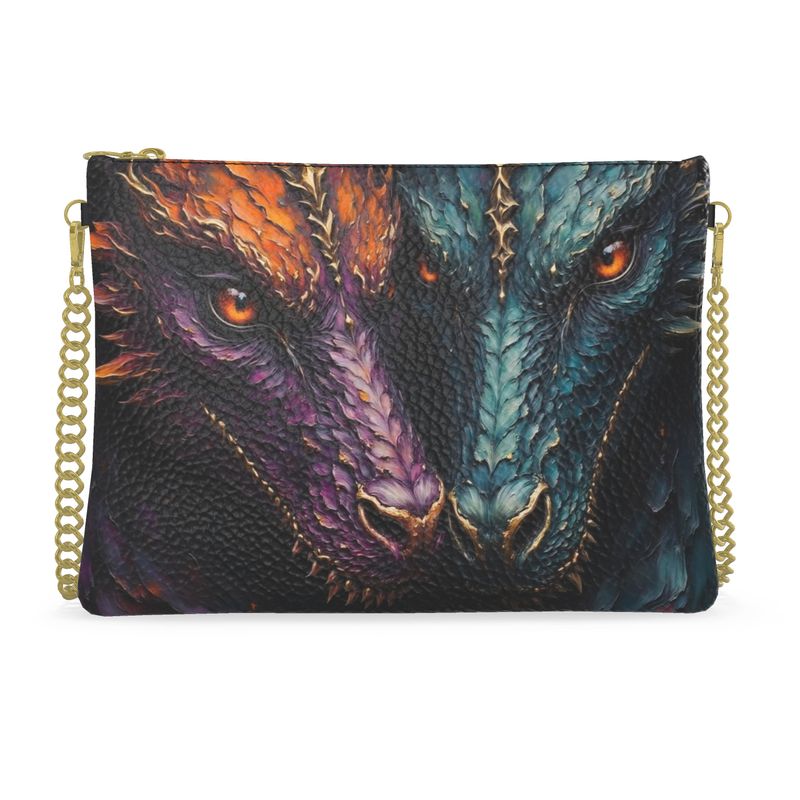 Double Dragon Crossbody Bag With Chain