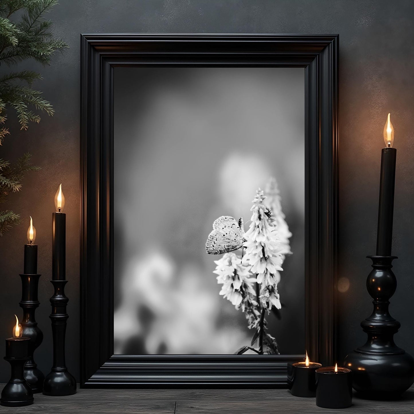 Butterfly Giclée Print: Black and White Nature Photography Wall Art