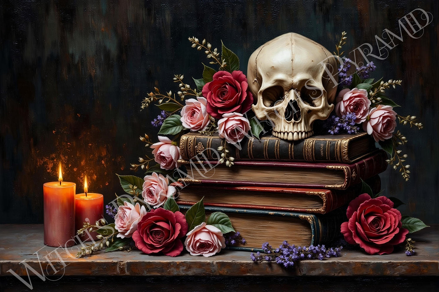 Gothic Skull Art Print: Dark Academia Decor, Victorian Goth