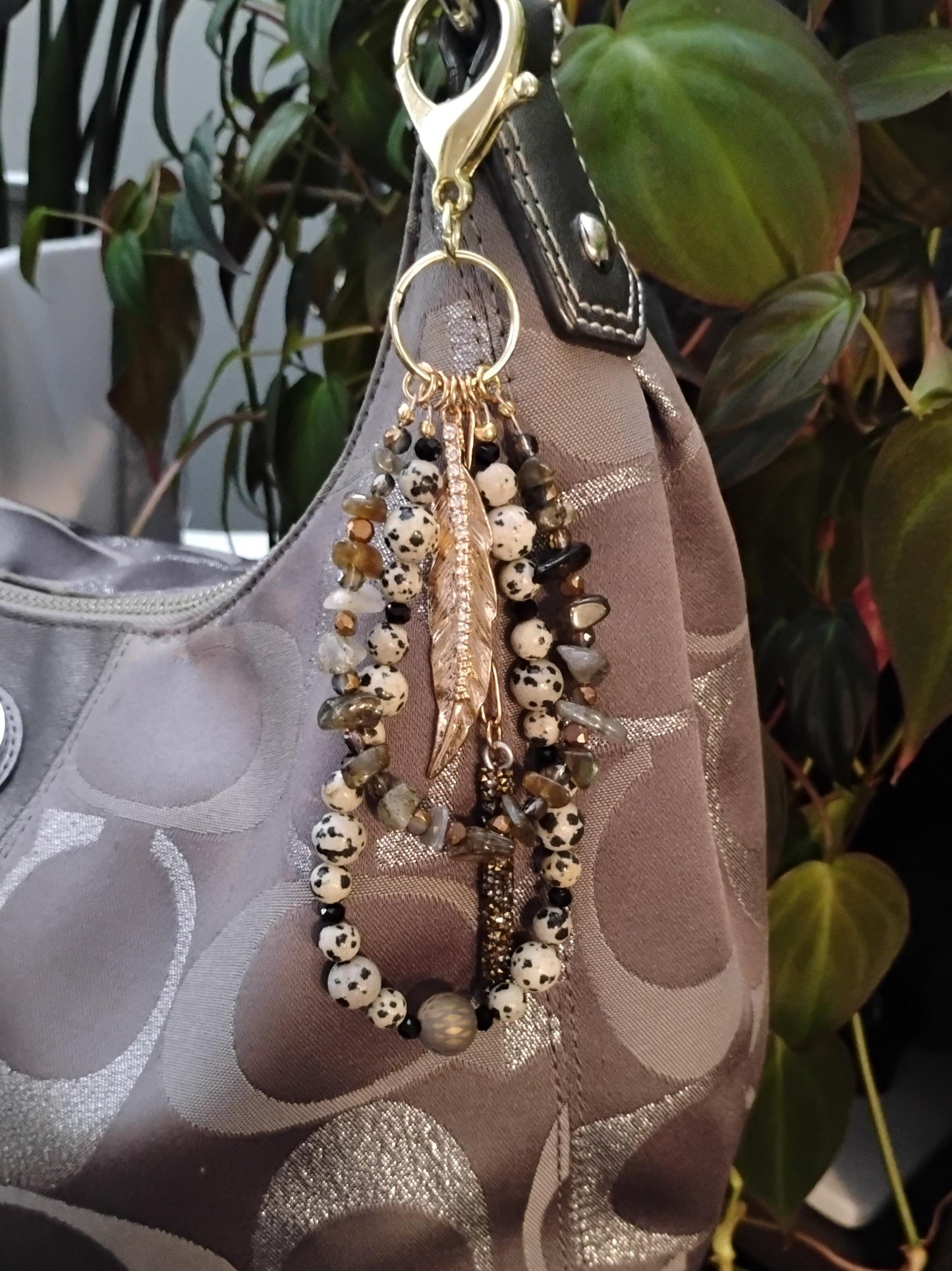 Labradorite and Dalmatian Jasper Purse Charm