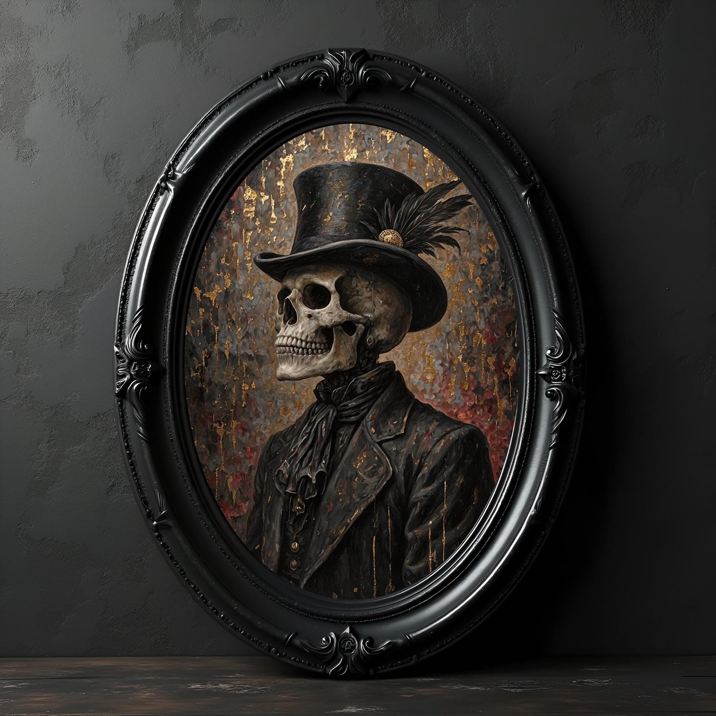 Skeleton Wearing a Top Hat Art Print: Victorian Gothic Macabre Decor