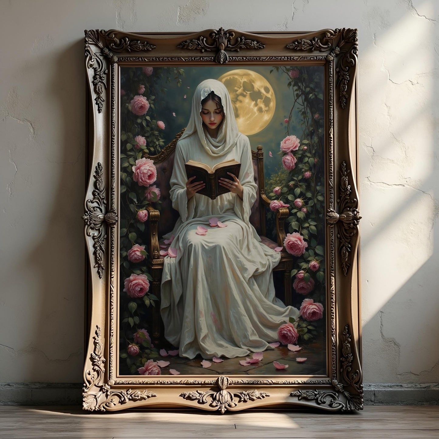 Woman Reading Art Print: Dark Academia Gothic Home Decor