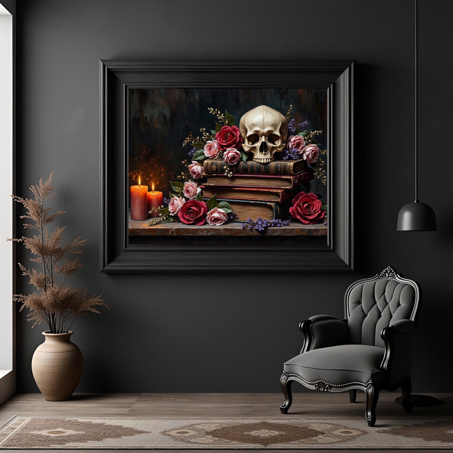 Gothic Skull Art Print: Dark Academia Decor, Victorian Goth