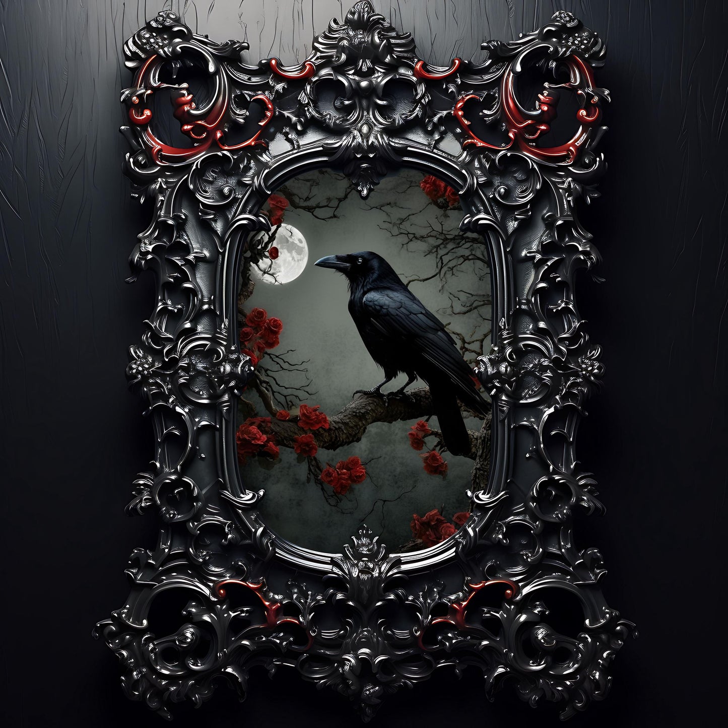 Gothic Crow & Moon Print: Dark Victorian Wall Art, Witchy Decor