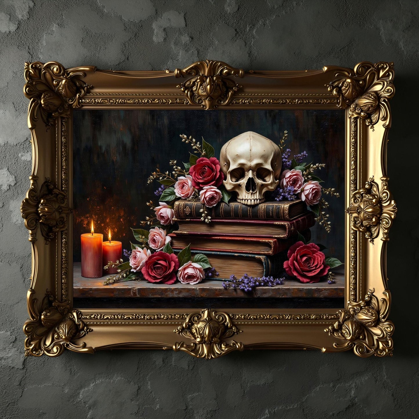 Gothic Skull Art Print: Dark Academia Decor, Victorian Goth