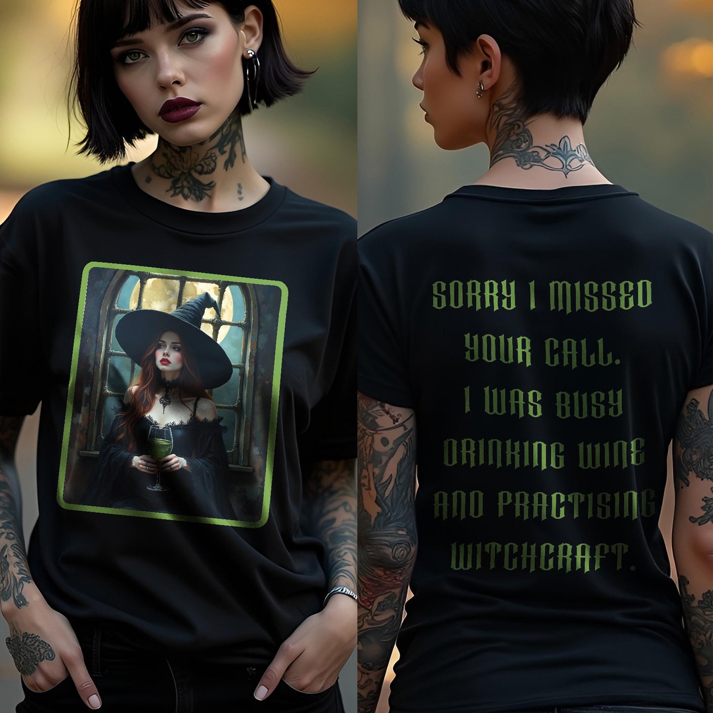 Witch Drinking Wine T-Shirt: Witchcraft Tee