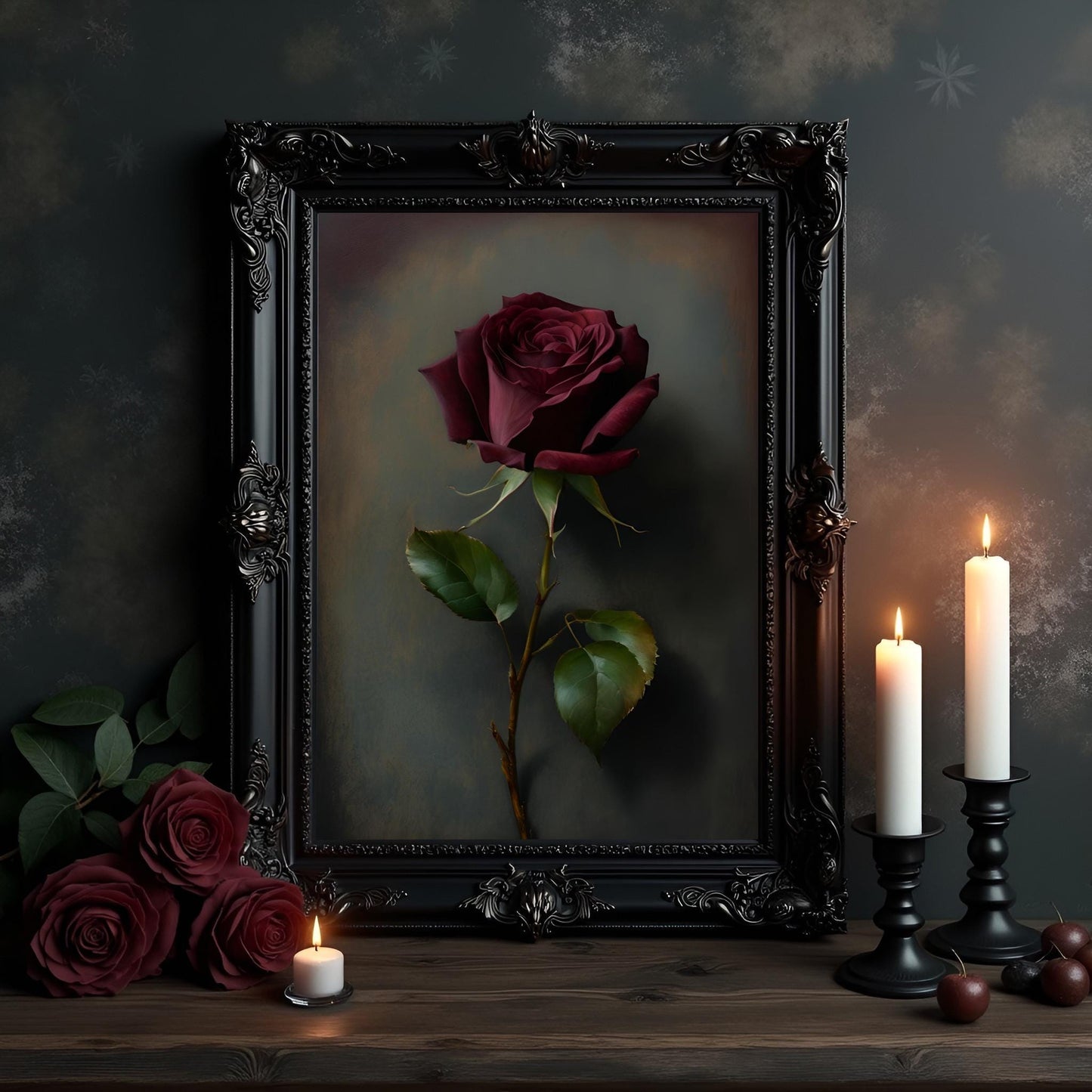 Red Rose Print: Gothic Victorian, Dark Academia Wall Art