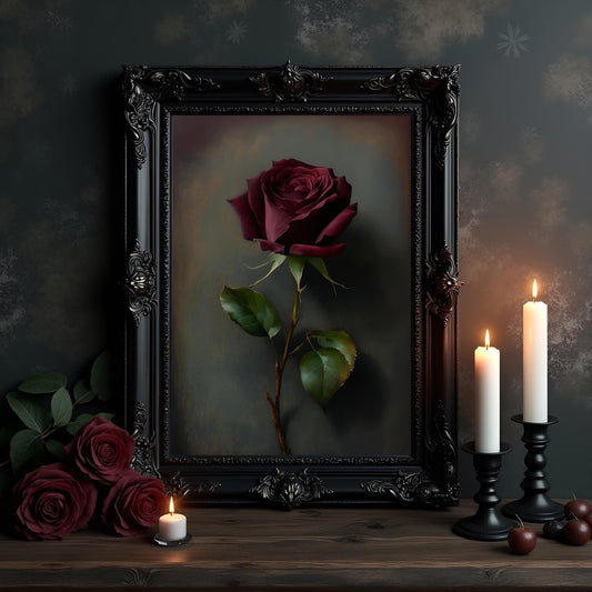 Red Rose Print: Gothic Victorian, Dark Academia Wall Art