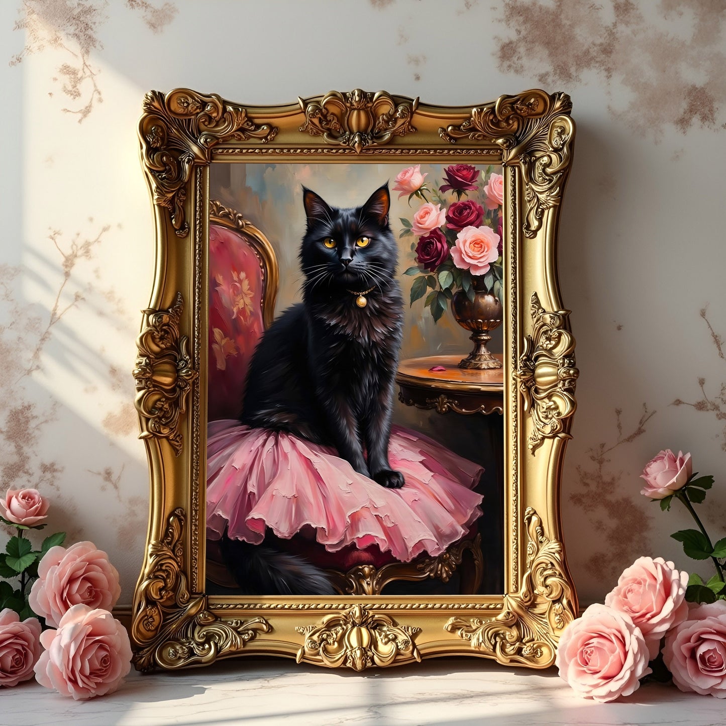 Ballerina Cat in a Pink Tutu Art Print: Victorian Gothic Home Decor