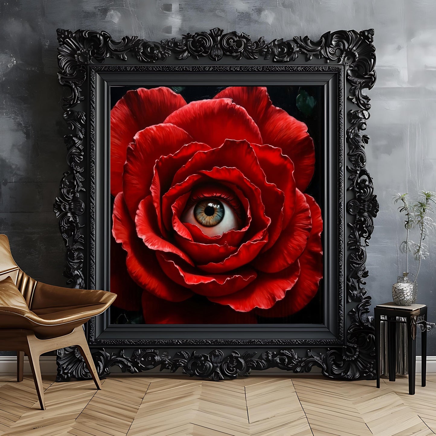 Macabre Floral Eye Art Print: Gothic Surrealism Artwork