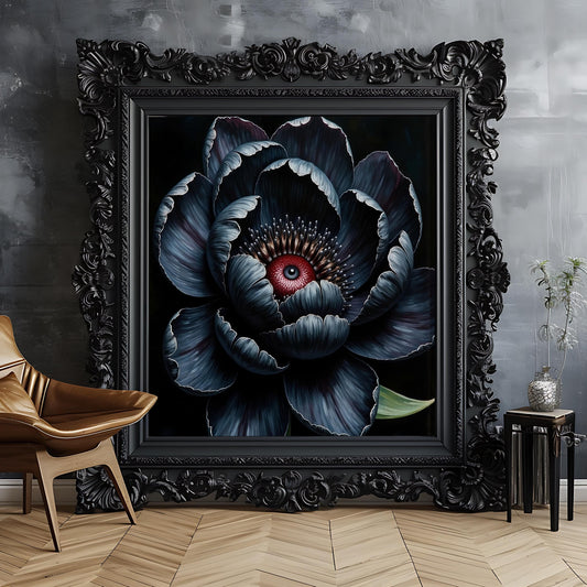 Macabre Flower with an Eye Art Print: Gothic Surrealism Wall Decor