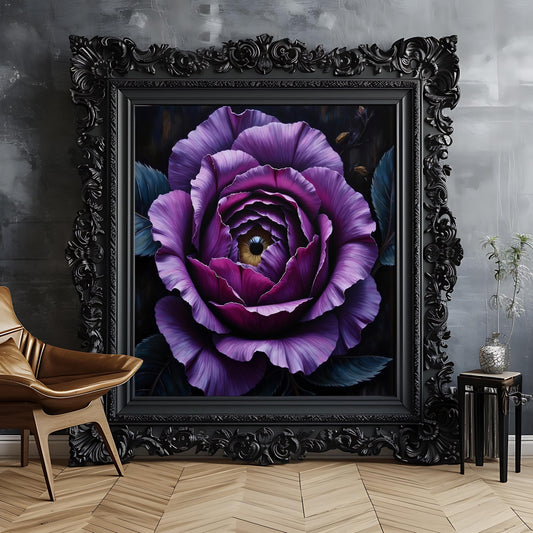 Macabre Rose Eye Art Print: Gothic Surrealism Wall Decor