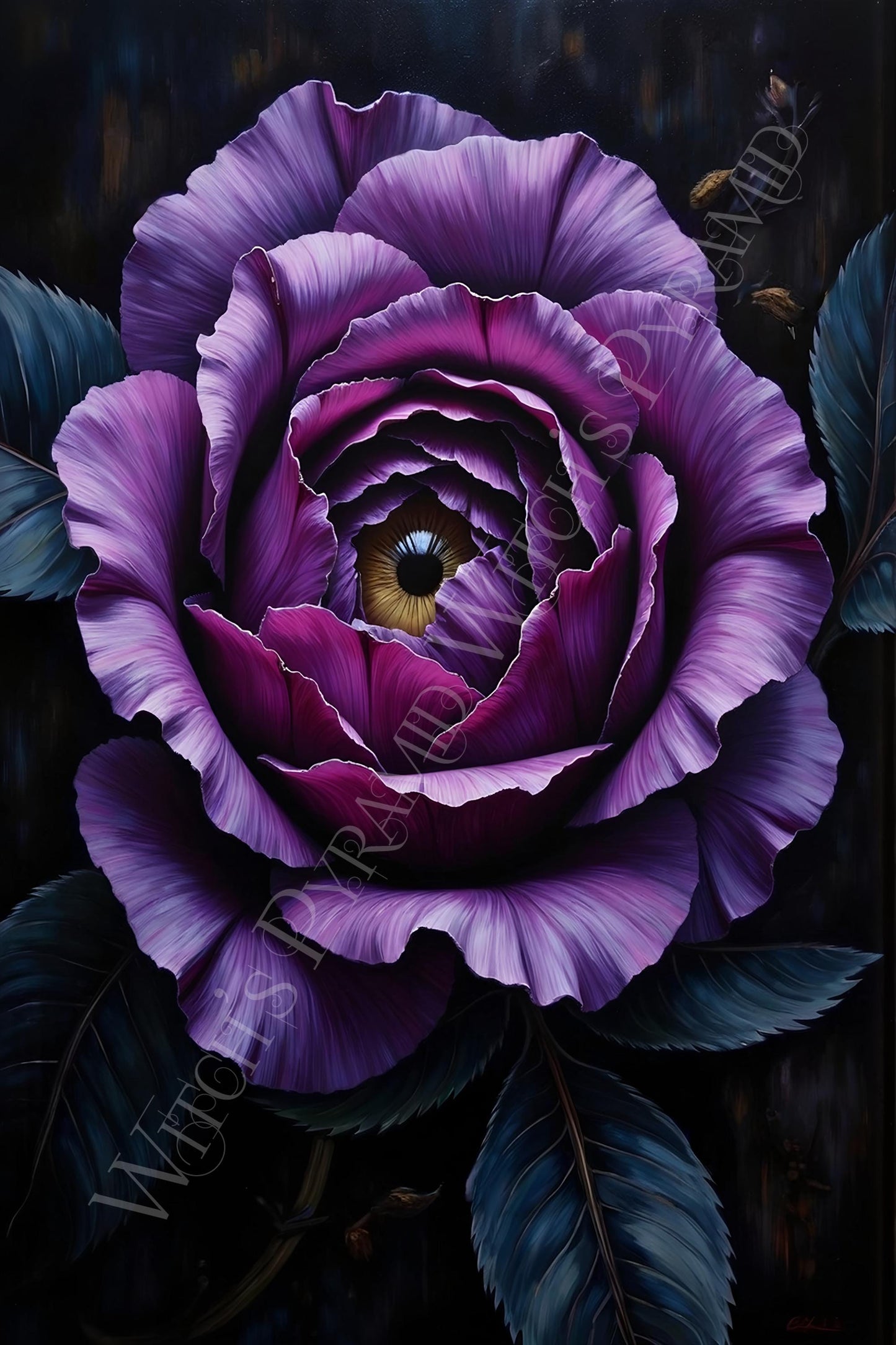 Macabre Rose Eye Art Print: Gothic Surrealism Wall Decor
