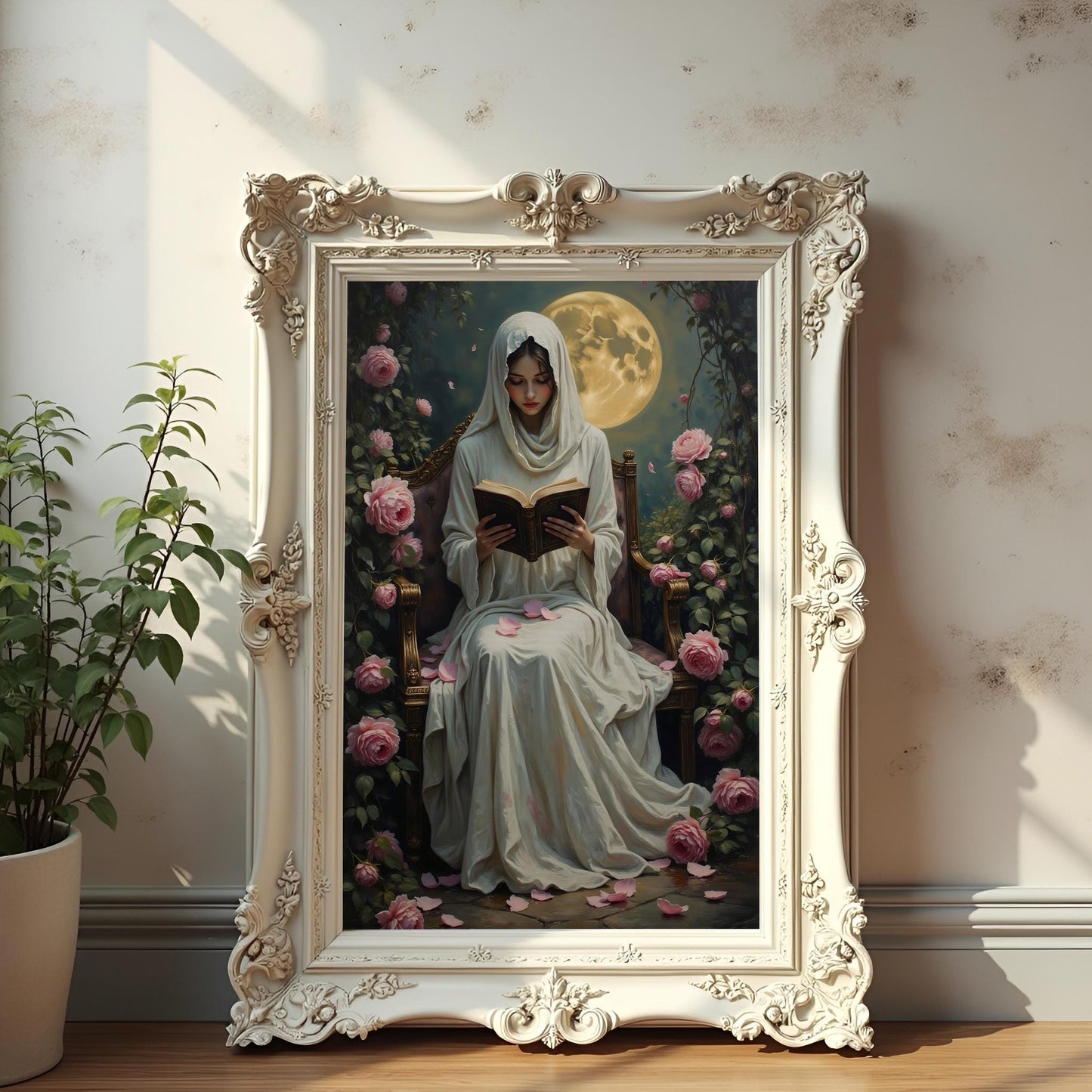 Woman Reading Art Print: Dark Academia Gothic Home Decor