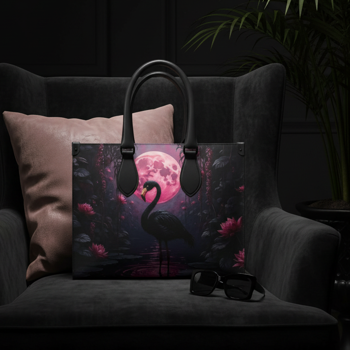 Black Flamingo Tote in Velvet Chair