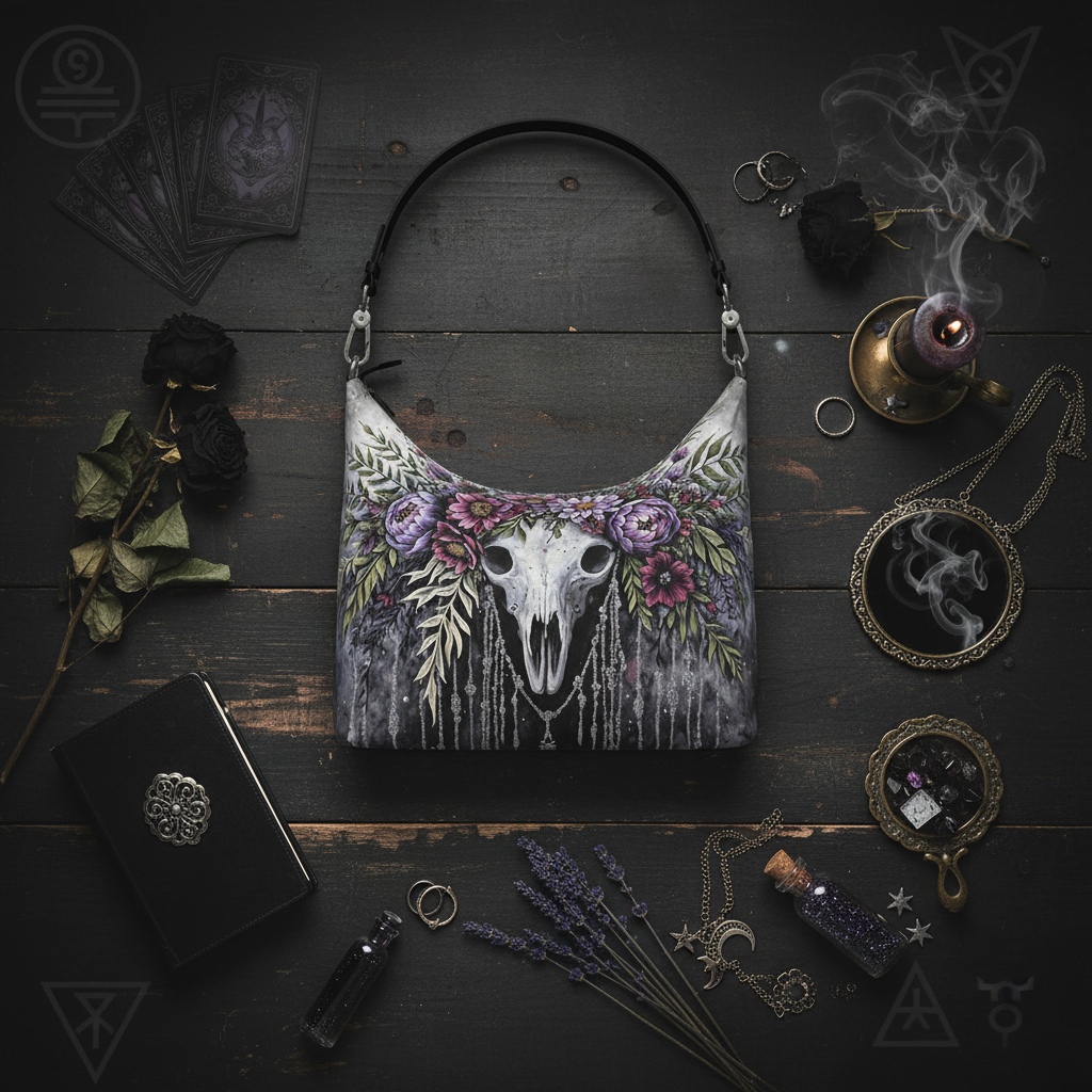 Boho Skull Hobo Bag Flat Lay