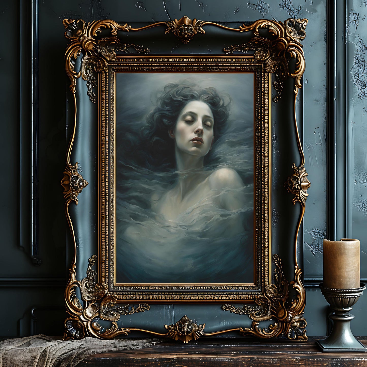 Ophelia Art Print: Victorian Gothic Woman in Water Wall Hanging