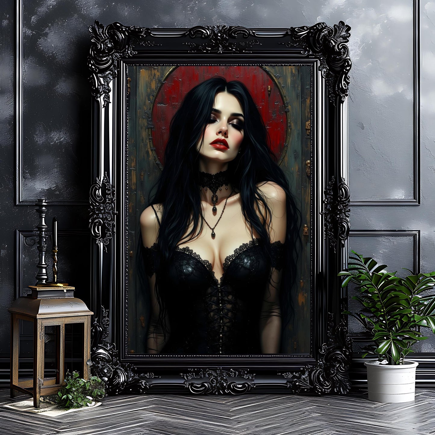 Sultry Gothic Woman Art Print: alternative Goth Decor