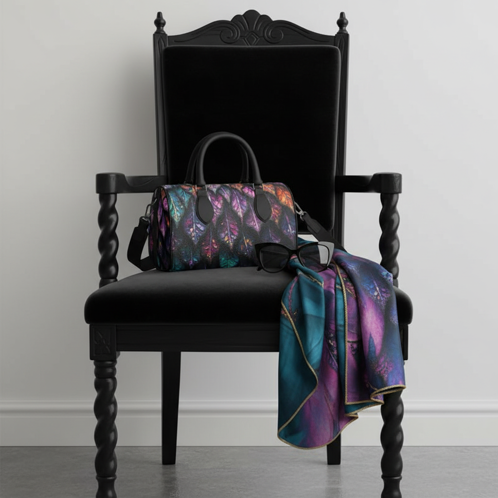 Dragon Scales Handbag on Gothic Chair