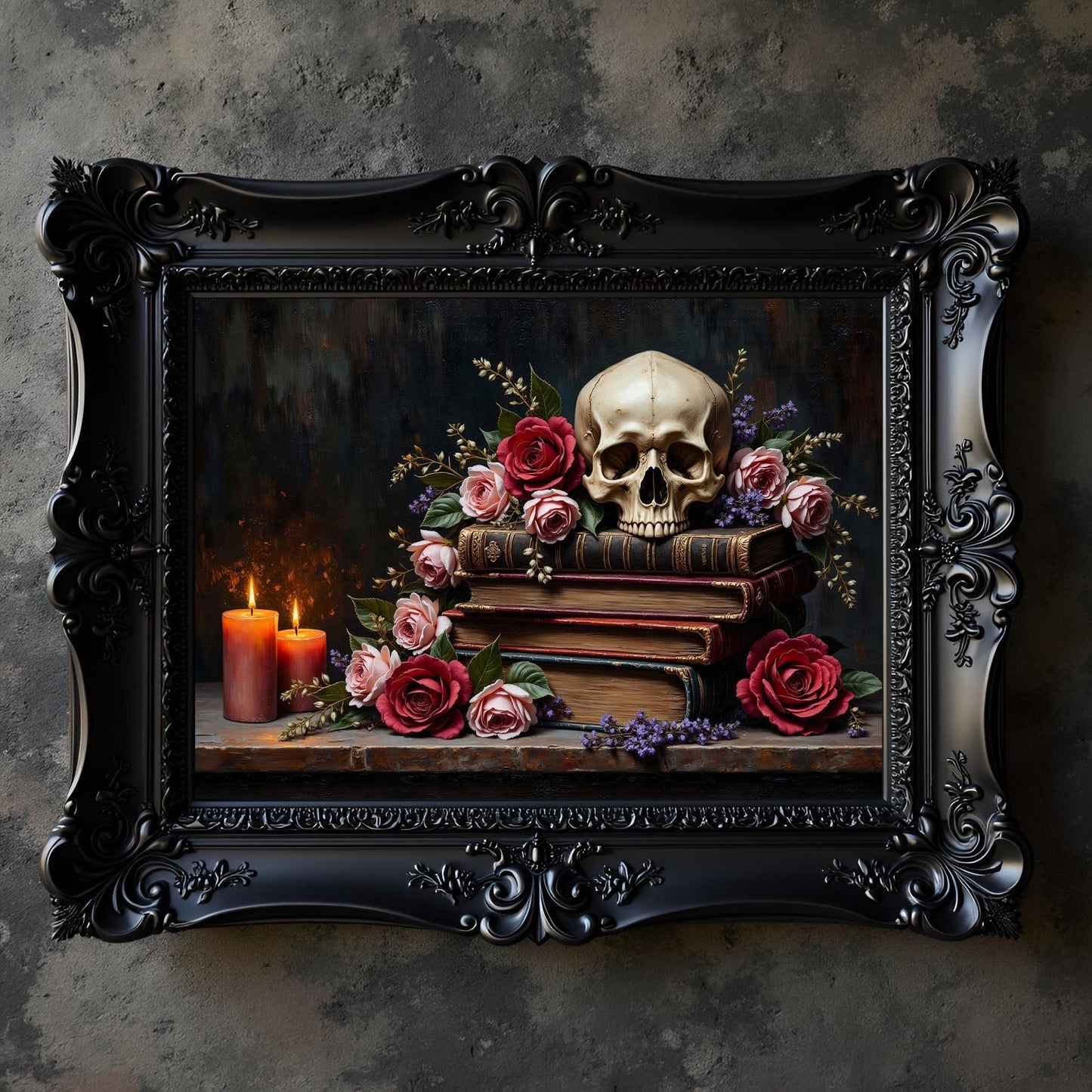 Gothic Skull Art Print: Dark Academia Decor, Victorian Goth