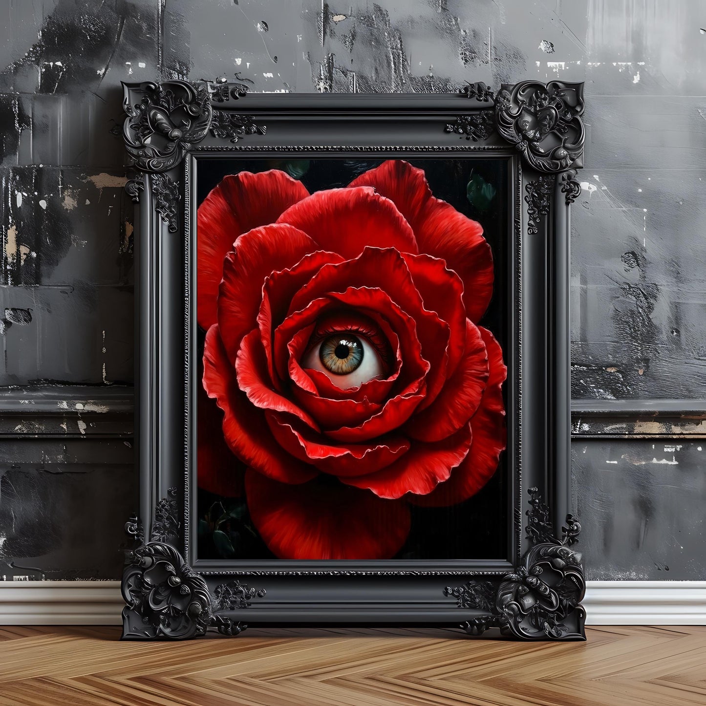 Macabre Floral Eye Art Print: Gothic Surrealism Artwork