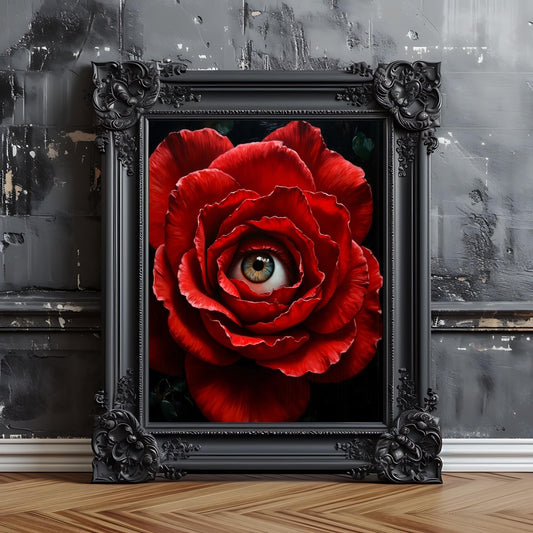 Macabre Floral Eye Art Print: Gothic Surrealism Artwork
