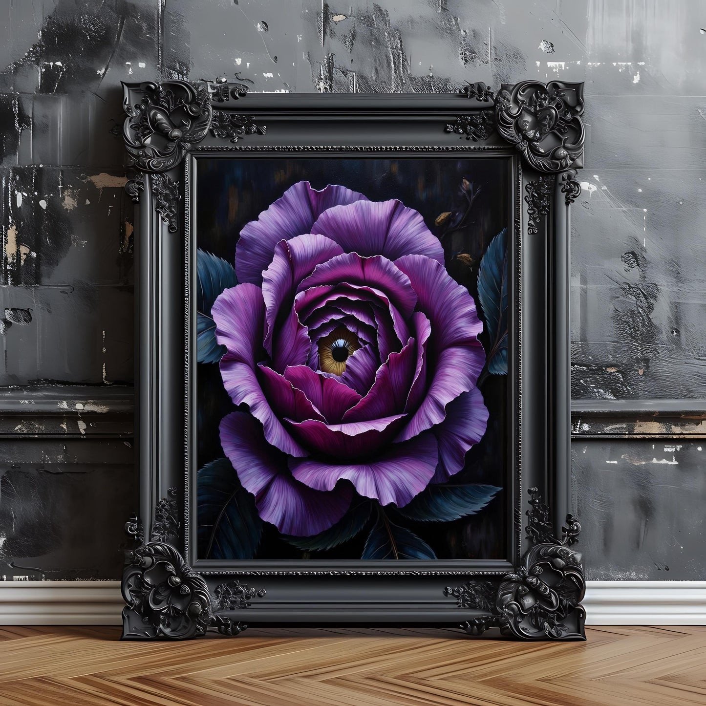Macabre Rose Eye Art Print: Gothic Surrealism Wall Decor