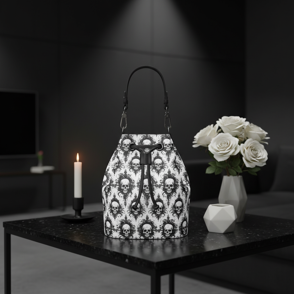Skulls Bucket Handbag Dark Scene